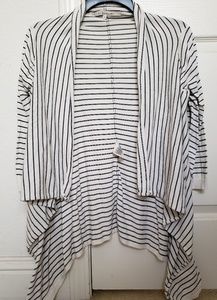 Rachel Roy white-cream/black striped cardigan S